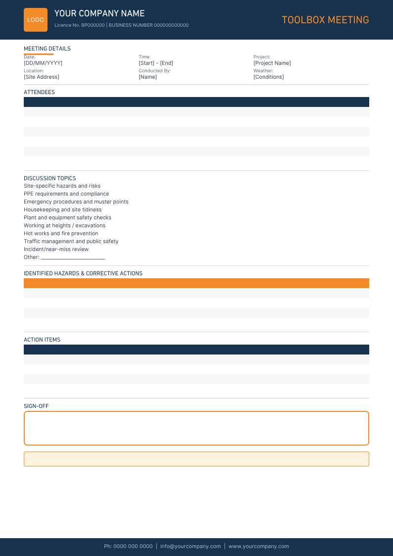 Construction Business Toolkit | 10 Canva Templates (29 Editable Pages)